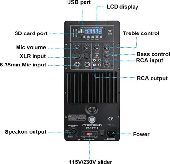 PRORECK PARTY 12 Portable 12-Inch Woofer 2-Way Powered PA Speaker System Combo Set with Bluetooth/USB/SD Card Reader/FM Radio/Re 2
