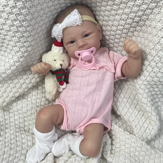 17Inch Painted Reborn Baby Doll Elijah Lifelike Newborn Doll Handmade Painted Hair 3D Skin Tone Visible Veins Gift For Girls 2