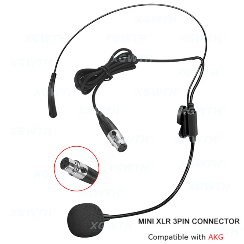 Headset Microphone Dual Ear Head Omnidirectional Condenser Headworn Mic for Sennheiser Shure AKG MiPro Samson Wireless System