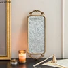 Golden Mirror Glass Tray Decorative Branch Storage Trays Dressing Table Jewelry Necklace Display Plate Cosmetics Organizer 5