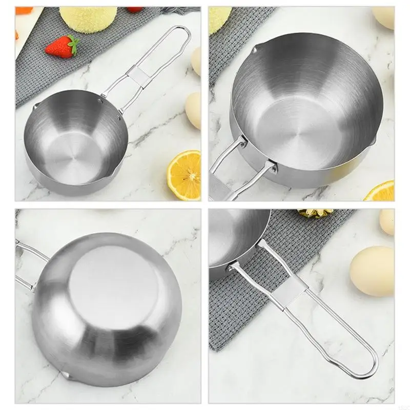 A52C Milk Pan with Two Side Spouts 25.3cm/10-inch Instant Pan Stainless Steel for Camping Outdoor Large Capacity