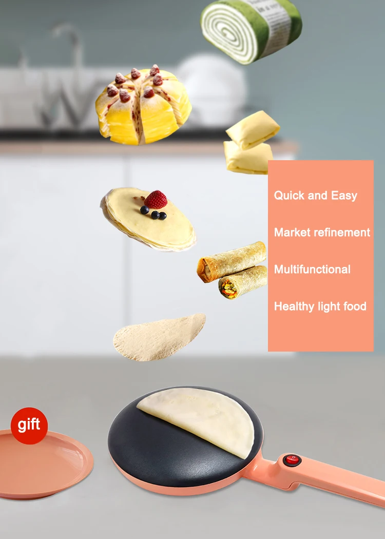 220V Electric Crepe Maker Spring Rolls Pancake Machine Non-Stick Griddle Baking Pan Cake Pizza Maker Light Food BBQ Frying Pan