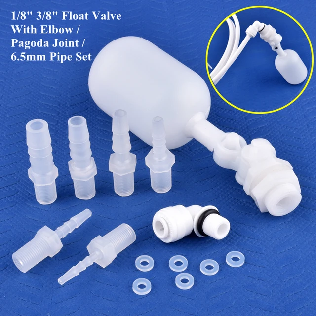 G1/8 "3/8" Golyó Úszószelep 2,8 ~ 9,5 Mm Pagoda Tömlő Csatlakozó Úszóvalvave Akvárium Haltartály Vízhűtő Kakas 1/4 "Cső Könyök