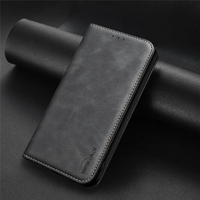 Luxury Magnetic Flip Leather Wallet Phone Case with Anti-Theft Design