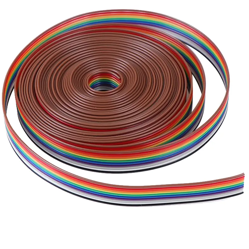 5M 10WAY Flat Color Rainbow Ribbon Cable Extension Electric Wire LED Stirp 10P 28AWG for ribbon cable