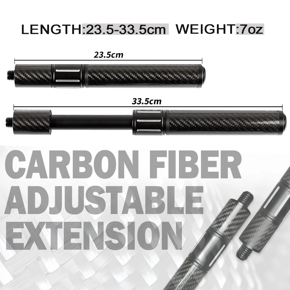 Telescopic Carbon Fiber Billiards Extension Bumper, Extendable Stick Accessories Snooker Cue Extend Weights Replacement