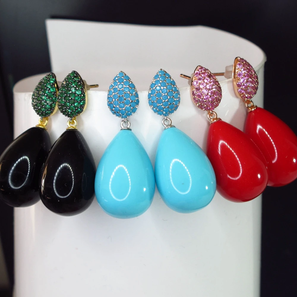 Orecchini Pendenti Goccia In Cristallo Blu Scuro – Zircondia Philip Jones, Placcato Argento