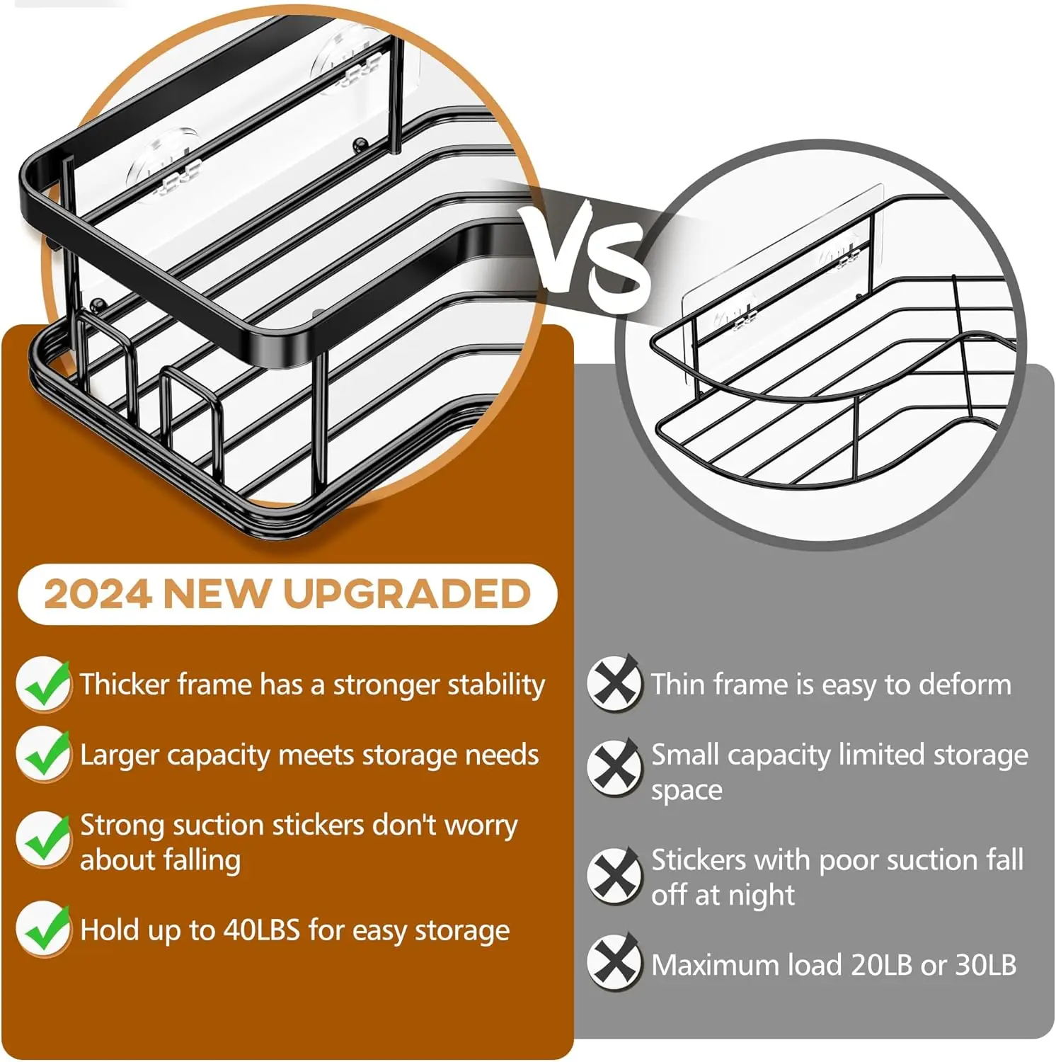 3-Pack Corner Shower Caddy Organizer Shelves Storage Rack Accessories for Bathroom Countertop Home Decor Set 6