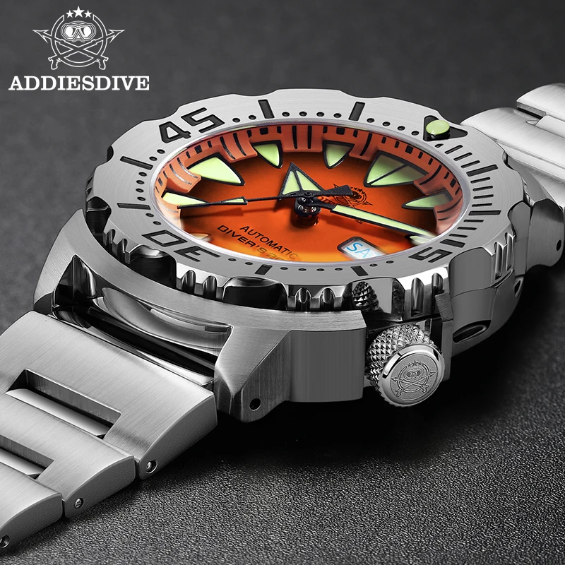 ADDIESDIVE Men Luxury Watch NH36 316L Stainless Steel 200Bar Waterproof Fashion Fluorescent Monster Automatic Mechanical Watch