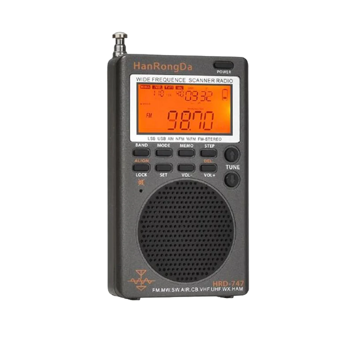 Hanrongda Hrd-747 Radio Multibanda Portatile Fm/Mw/Sw/Ssb/Lsb/Air/Cb/Vhf/Uhf/Ubd/Wx Mini Ricevitore Radio Stereo Full-Band
