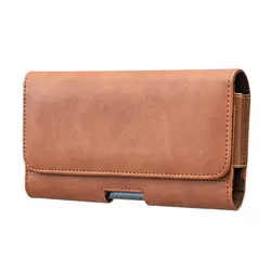 Premium Universal Leather Belt Clip Waist Bag Phone Case Cover - Below 7 inches (BF06 - Brown)