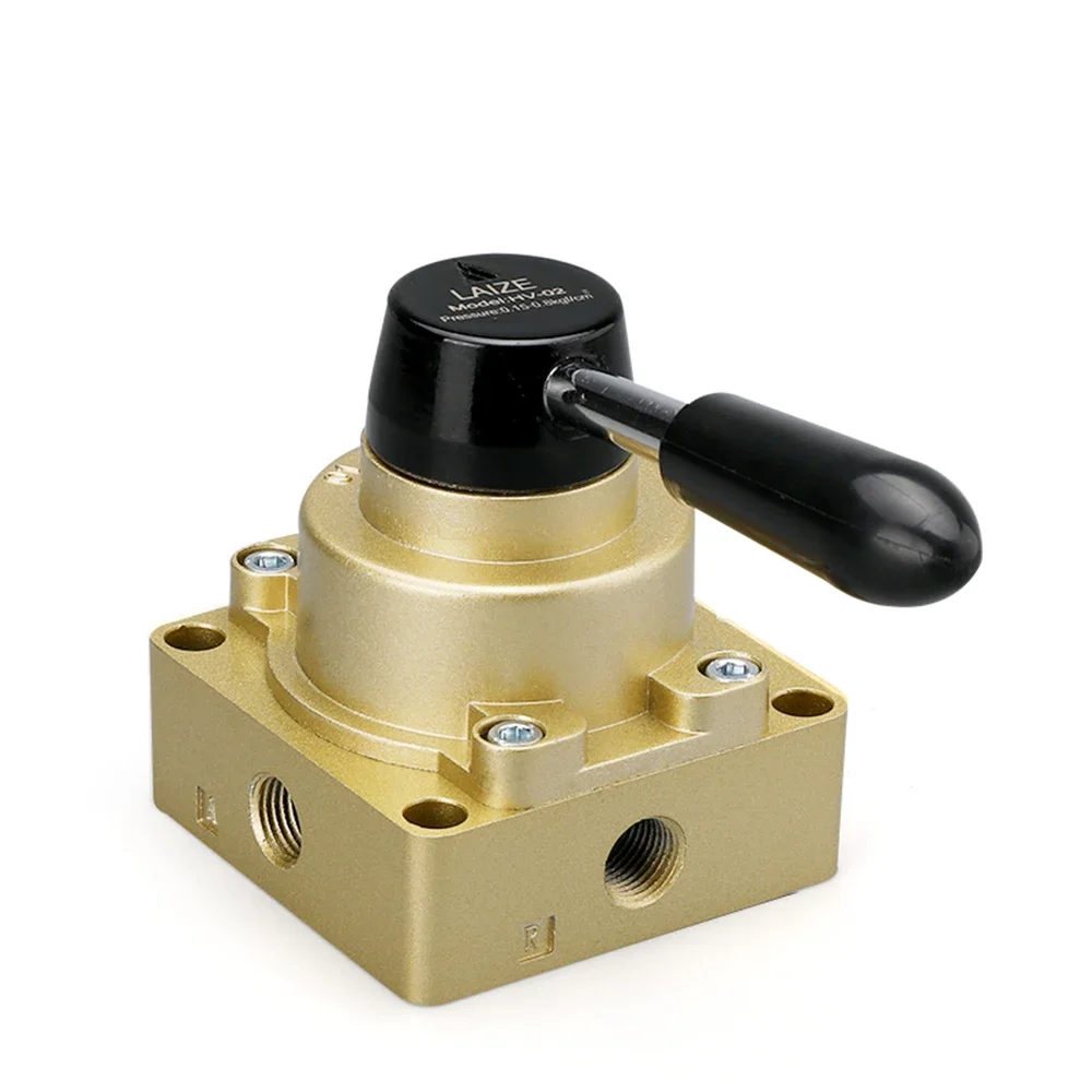 

1 PCS HV-02/03/04 Pneumatic Three-Position Four-Way Hand Rotary Valve Manual Switch Hand Valve Reversing Man Control Valve