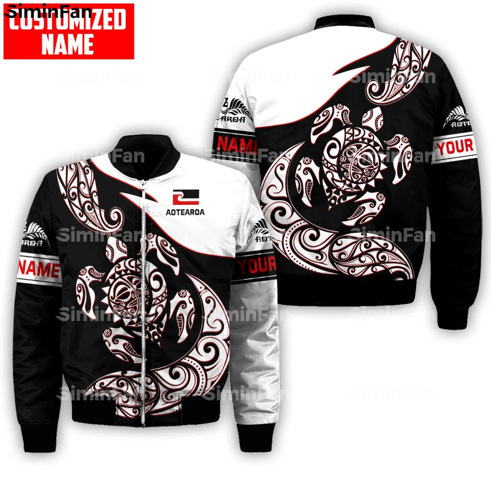 

New Zealand Fern Tattoo Maori Turtle 3D Printed Bomber Jacket Men Winter Coat Female Outwear Unisex Streetwear Quilted Cotton 02