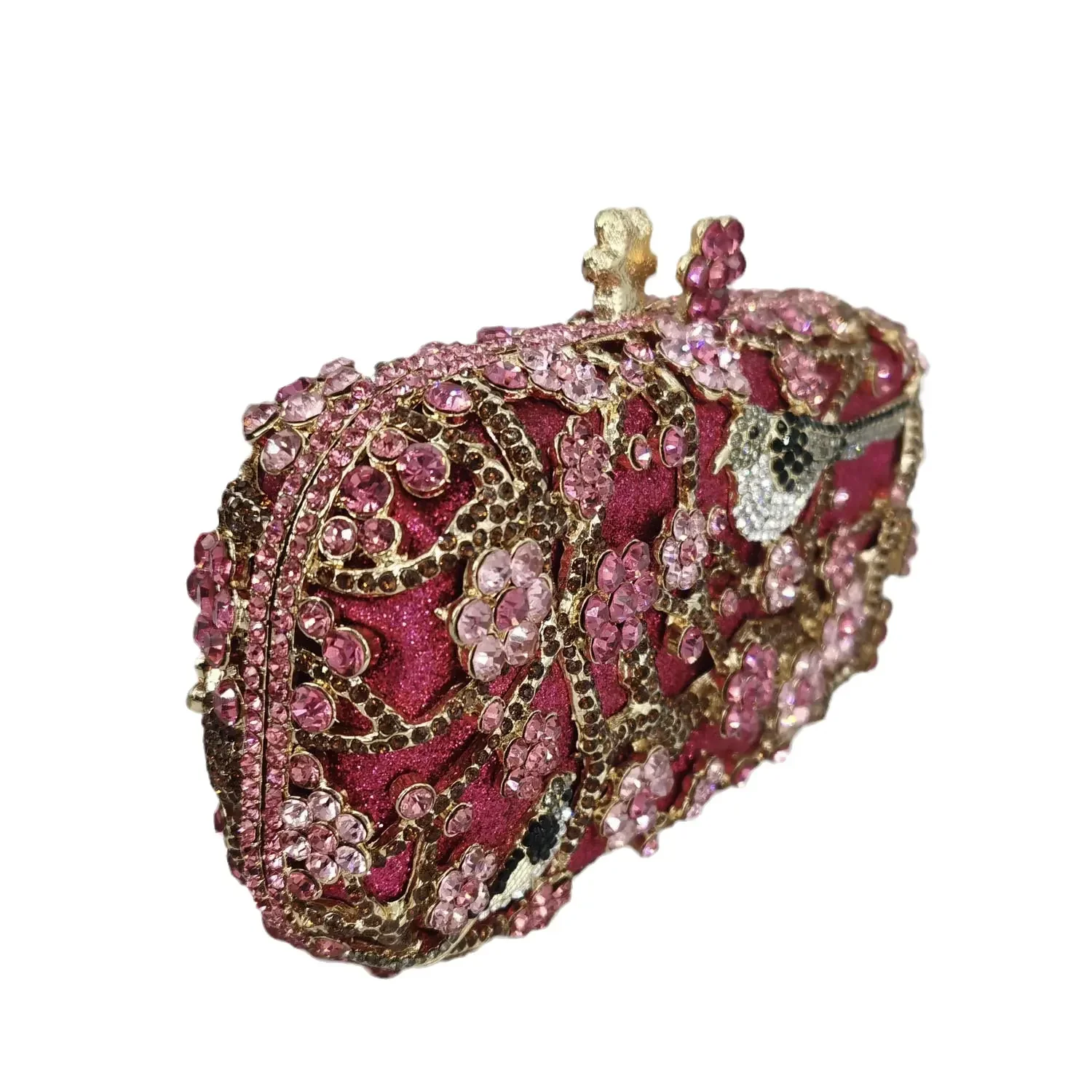 Boutique De FGG Pochette Da Sera Con Cristalli A Forma Di Uccellino – Borsetta Da Matrimonio E Festa – Mini, Nero E Grigio