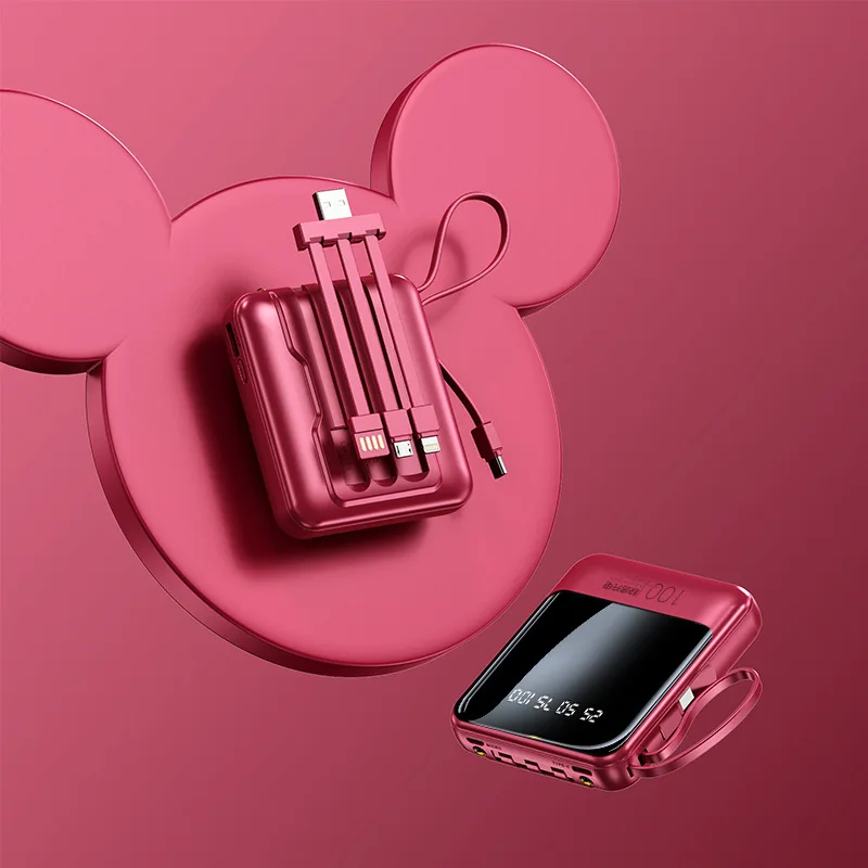 10000mAh 20000mAh Портативний Power Bank із вбудованим кабелем Мобільна потужність високої ємності Висока якість