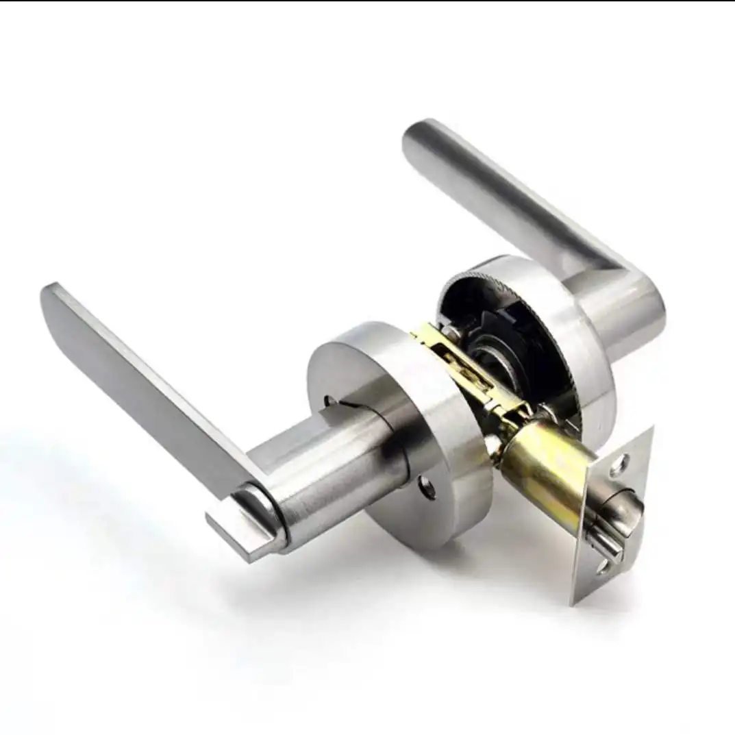 Door Lock Handle Lock Advanced Zinc Alloy Square Channel Privacy Mask Indoor Bedroom Bathroom Three-bar Ball door lock
