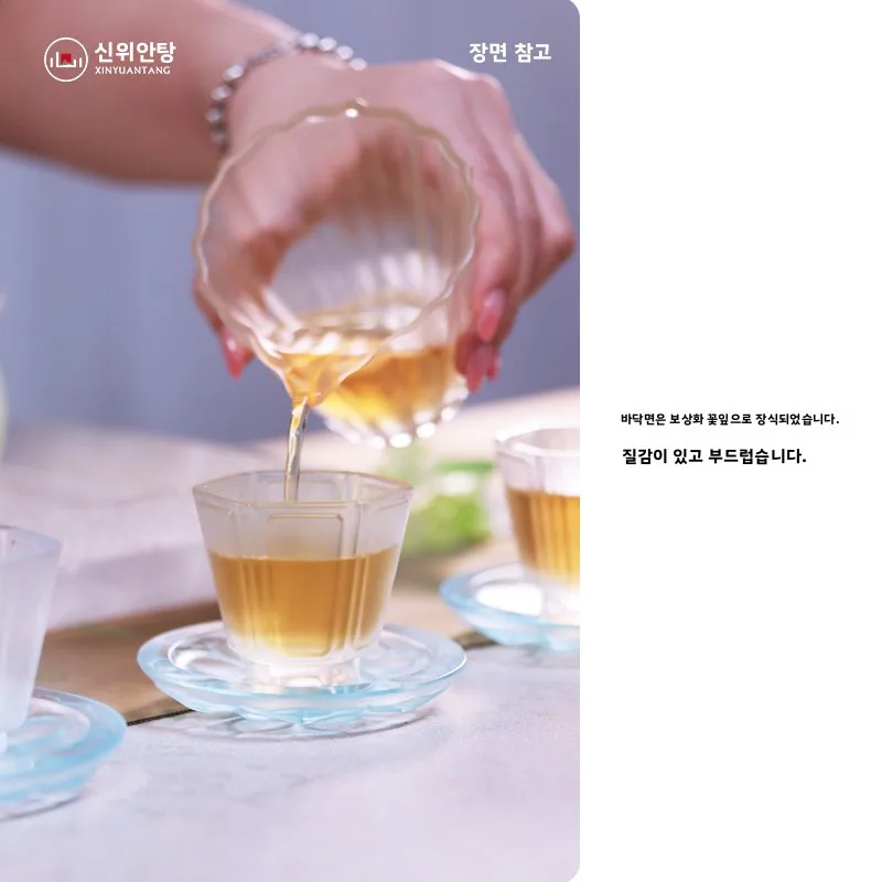 내열성 미끄럼 방지 유리 티컵 코스터 신위안 당나라 불교 연꽃 디자인 다도 용품 가정용