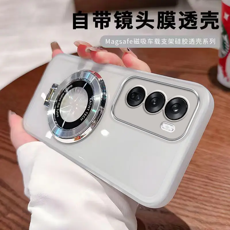 Soft Transparent Phone Case with Ring Stand and Lens Protection