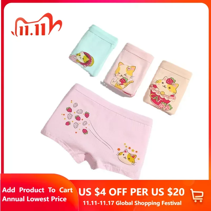 

Girl's Boxer Briefs New Kids Underwear Cute Cartoon Print Children's Breathable Shorts 3-12Y