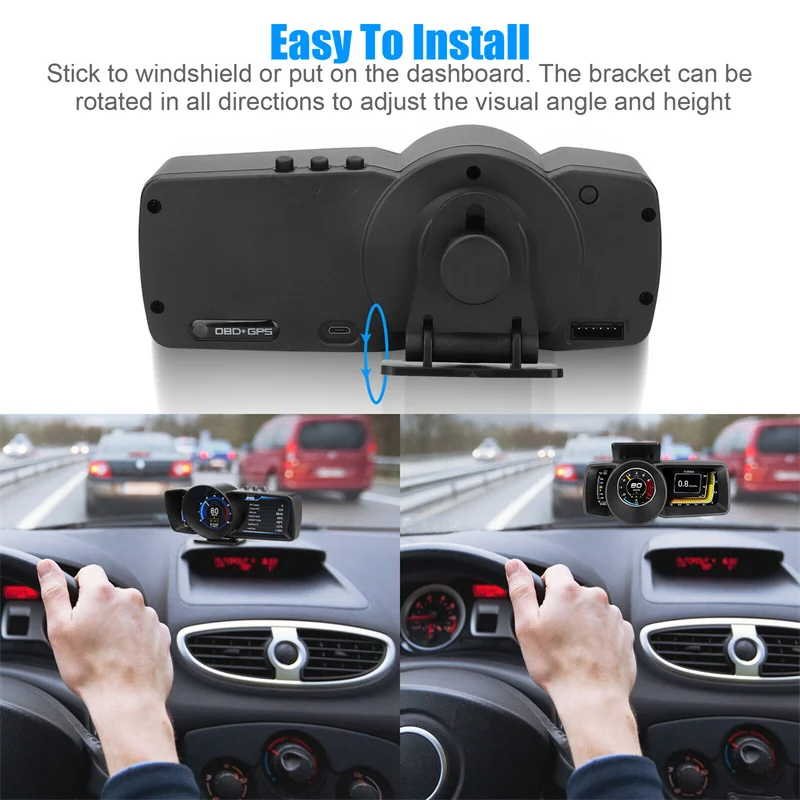 ڵ HUD ٱ ú  ÷, OBD + GPS Ʈ ӵ, ڵ  溸 ý, ͺ νƮ. A600