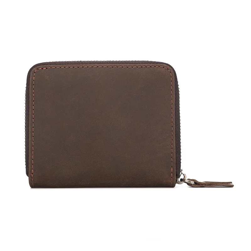 New style mad horse leather leather multi-function card bag large capacity head layer cowhide change card bag men's wallet