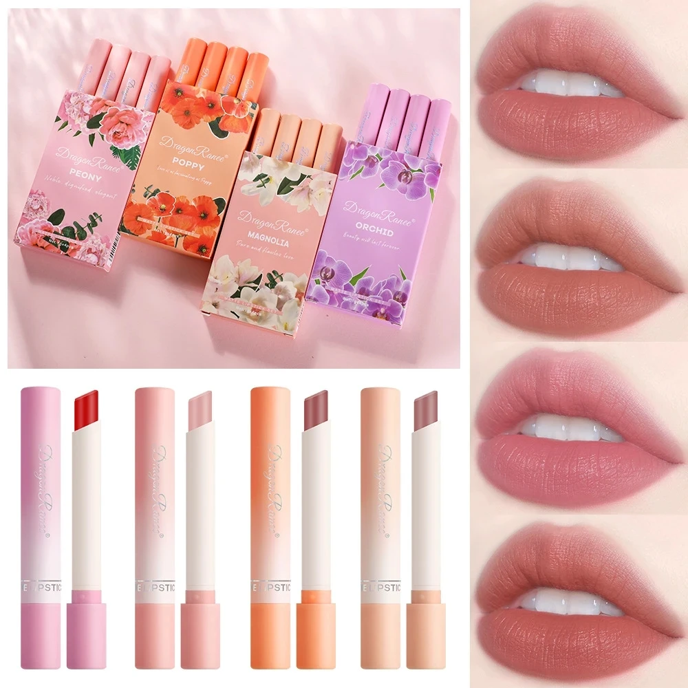 

4pcs/set Matte Velvet Lip Gloss Makeup Moisturizing Waterproof Lipsticks Longlasting Lip Tint Cosmetic Cigarette Lipstick Set