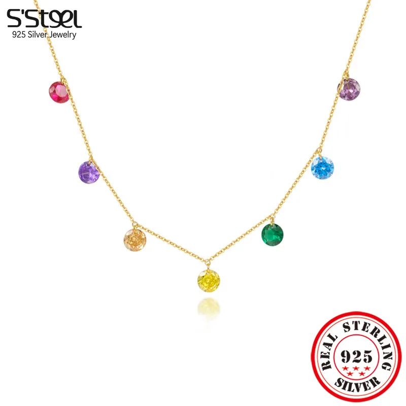 

S'STEEL 925 Silver Color Zircon Necklace For Women's Collar Chains Necklaces Retro Gothic Engagement Accessories Jewelry Women