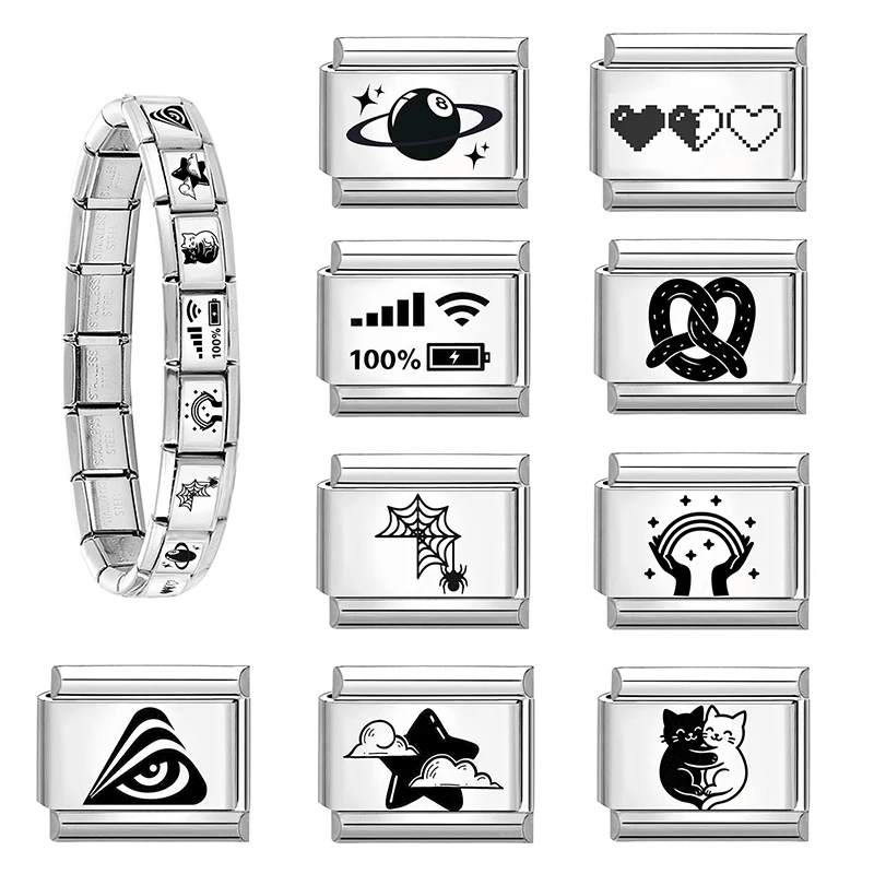 DIY Black Engraving Charm Bracelet