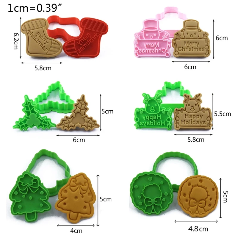 Cookie Cutter Baking Mold Christmas Santa 3D Pressable Stamped Embossed Biscuit Cookie Cutters Mold Kitchen Bakeware Tool