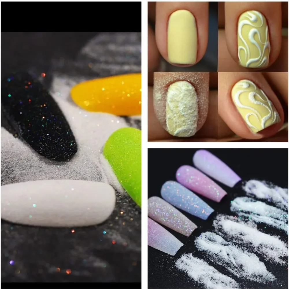 

50g/Bag Iridescent Nail Glitter Powder 0.05/0.1/0.2mm White Chrome Pigment Dust Nail Gel Polish Decoration Diamond Fine Glitters