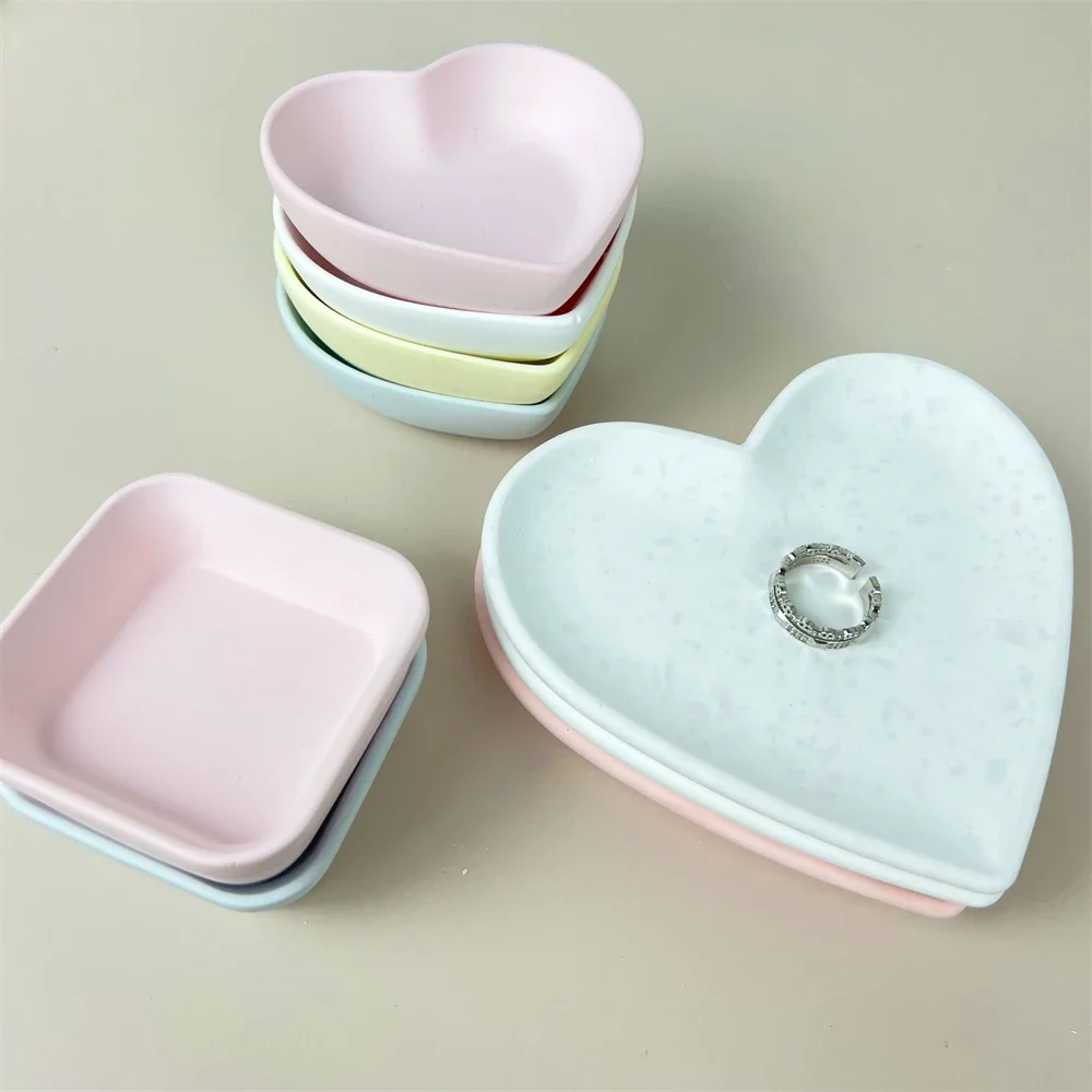 Stampi in Silicone a forma di cuore in cemento stampi per vassoi per gioielli in resina epossidica fatti a mano fai da te stampi per vasi da fiori in gesso decorazioni per la casa