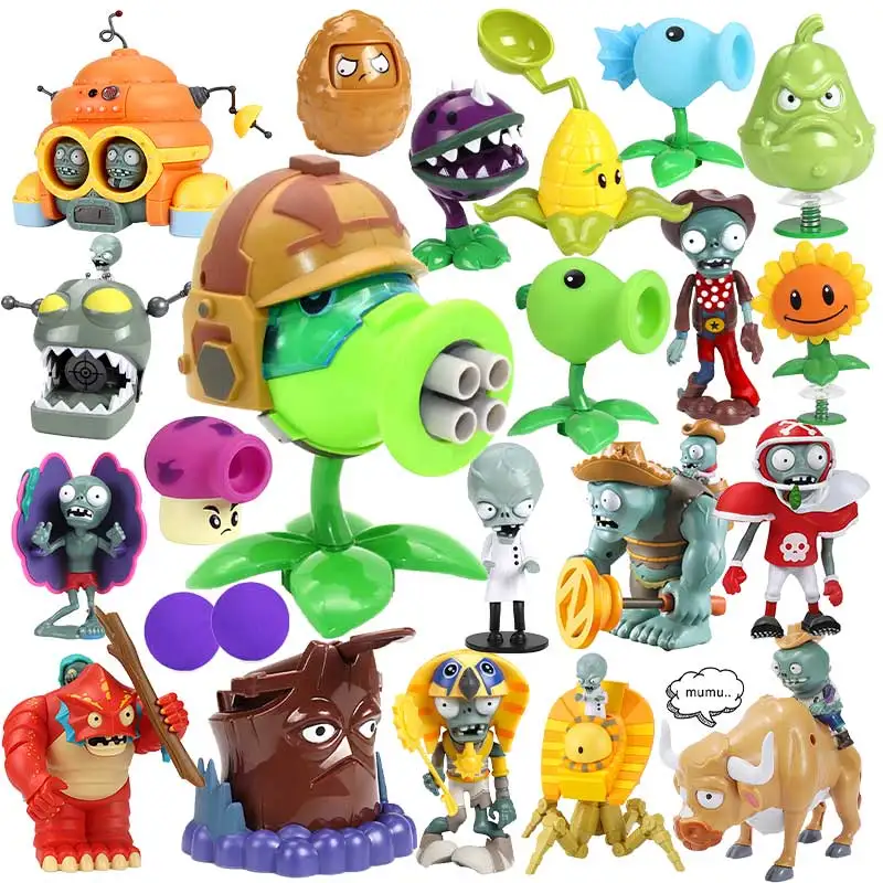 Hot Plants Vs Zombies Action Figure Model Figurine Gatling Pea Shooter Toys And Hobby Plant Zombie Game Compleanno Boy Gifts Kid