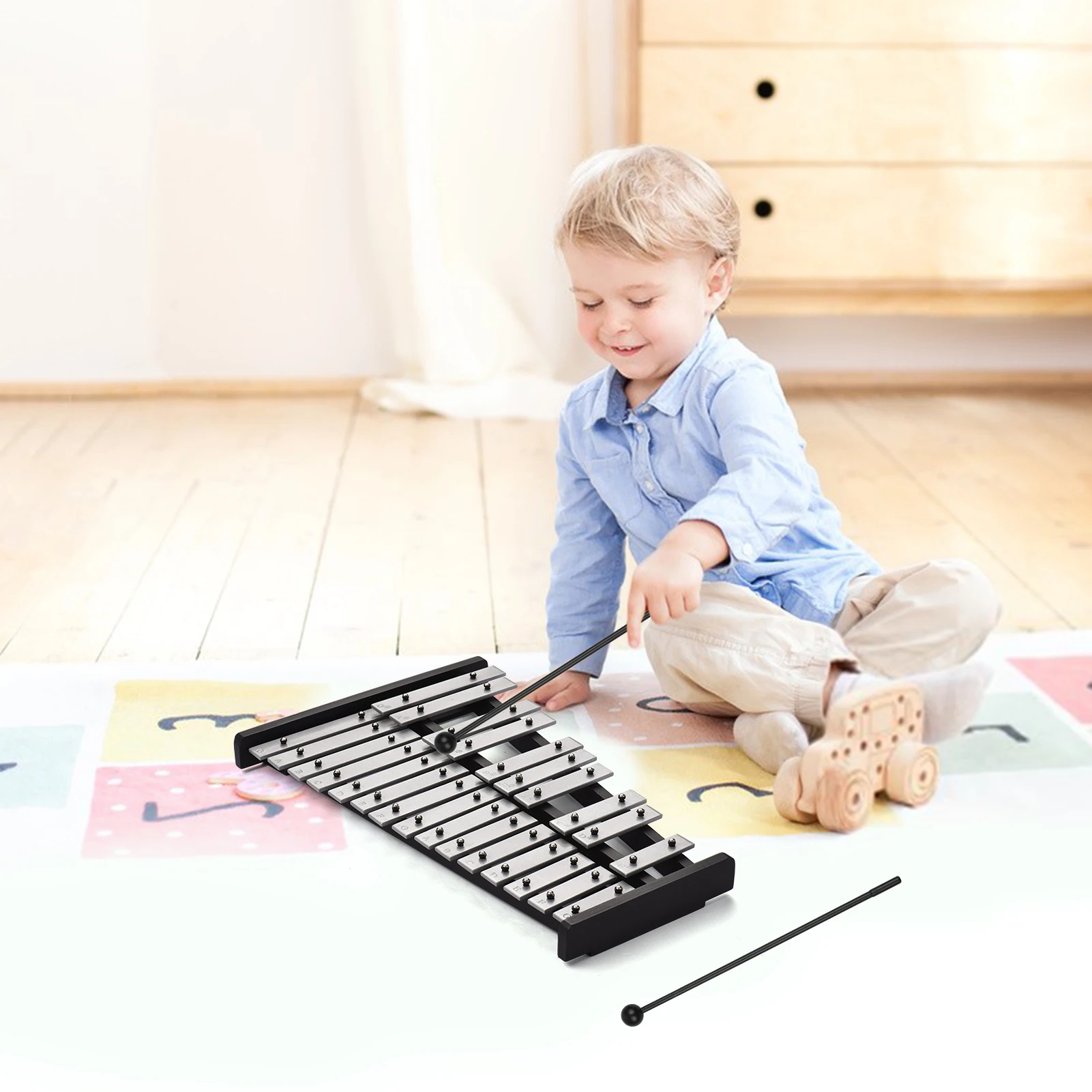 

25 Note Glockenspiel Xylophone Wooden Frame Aluminum Bars Musical Instrument Gift with Carrying Bag
