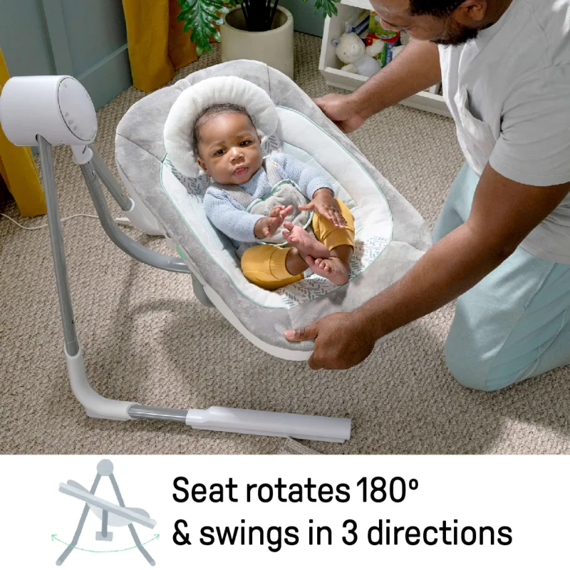 

5-Speed Multi-Direction Portable Baby Swing with Vibrations Children Chairs with Bunny Plush Toy 19 Different Melodies