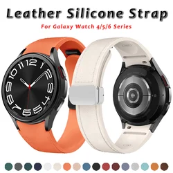 Genuine Leather+silicone Strap for Samsung Galaxy Watch 6 5 4 44mm 40mm 20 Bracelet Galaxy Watch 6 4 Classic 47mm 46mm 43mm 42mm