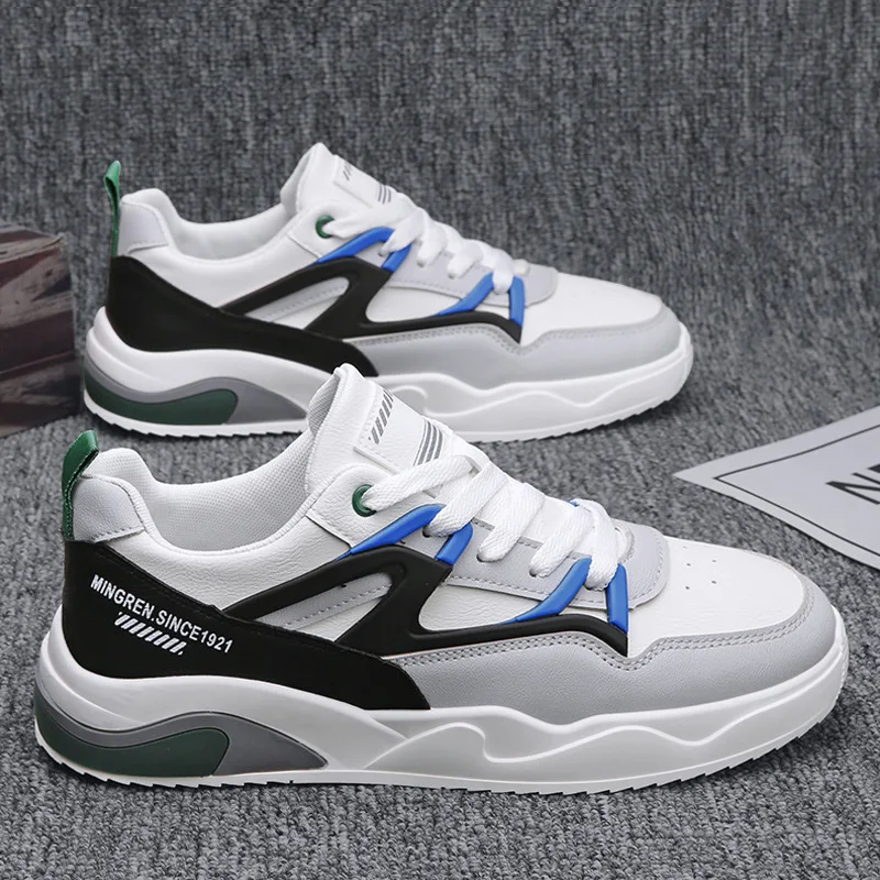 White Vulcanized Sneakers Men's Flats Comfortable Shoes Lace up Zapatillas Hombre Autumn Spring Fashion Sneakers Drop Shipping 2