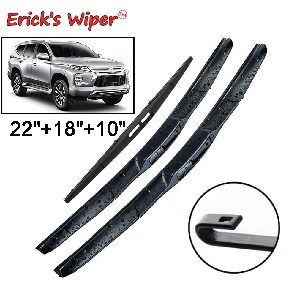 Erick's Wiper Front- und Heckwischerblätter-Set für Mitsubishi Pajero Montero Shogun Sport 15–22 Windschutzscheibe Windschutzscheibe 22 Zoll + 18 Zoll + 10 Zoll