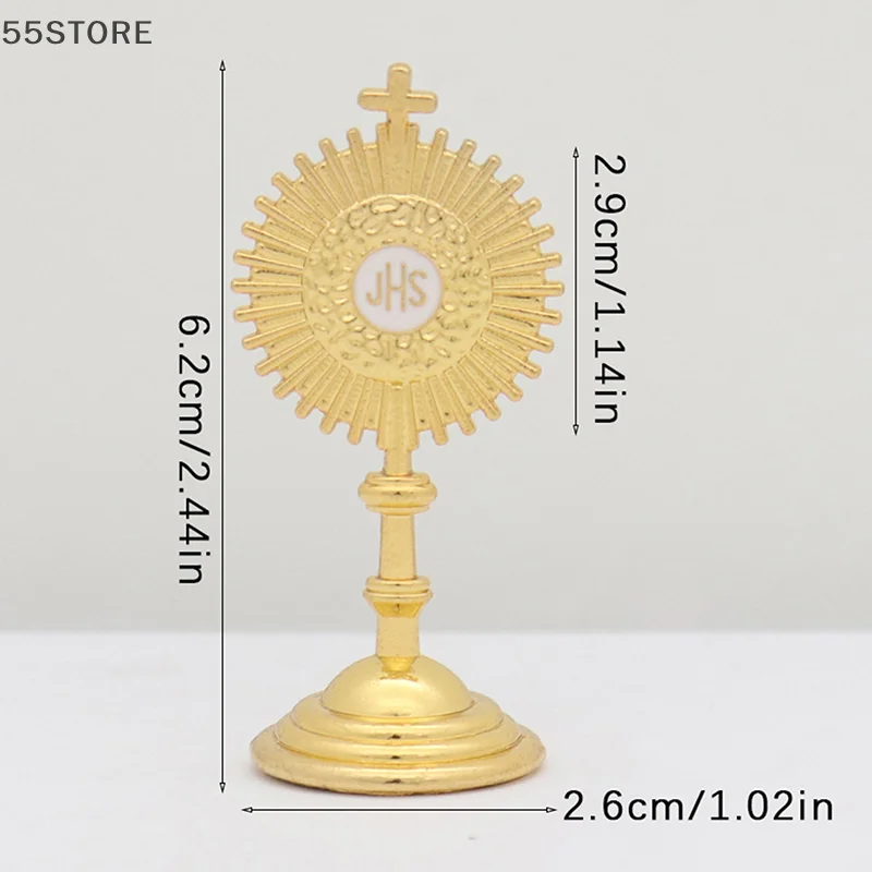 Catholic Christian Communion Statue Gold Jesus Hominum Salvator Home Office Table Decoration Cross Figurine Religion Gift