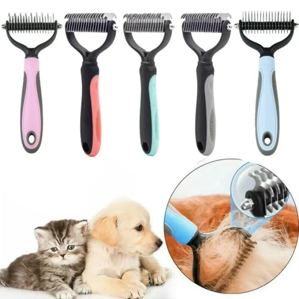 

Pets Hair Removal Comb Grooming Shedding Tools for Matted Long Hair Curly Dog Cat Detangler Fur Knot Cutter Trim Dematting Brush