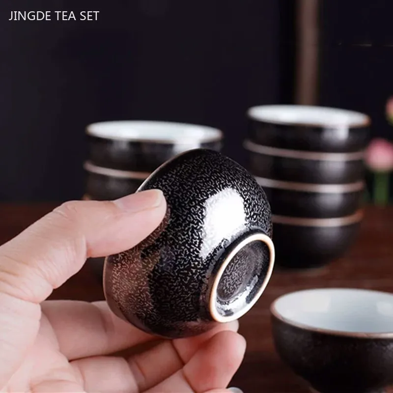 6pcs Traditional Ceramic Tea Set Retro Tea Cup Set Portable Zen Small Tea Bowl Custom Beauty Teacup Chinese Teaware Accessories