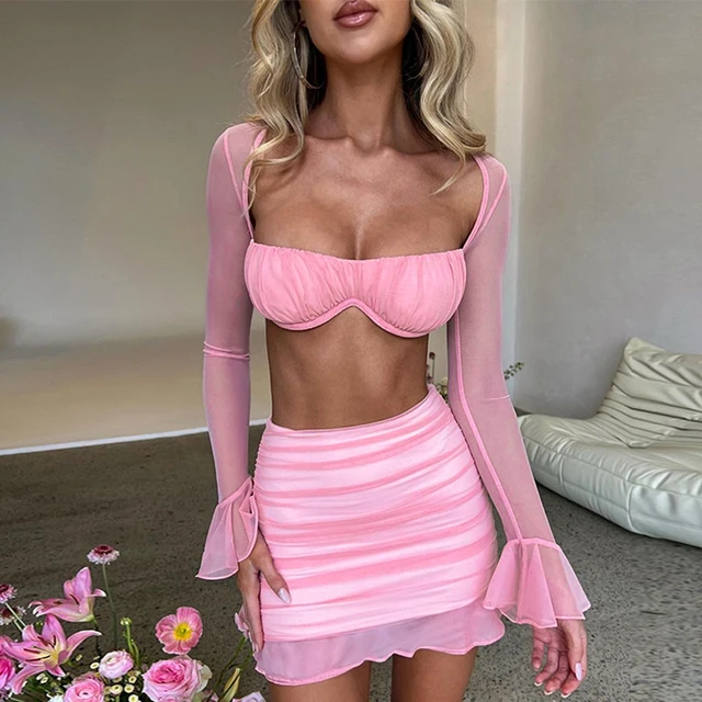 Image result for bodysuit with sheer wrap skirt