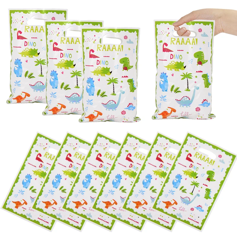 10/20/30pcs Dinosaur Gift Bag Kids Jungle Animal Birthday Party Decoration Supplies Plastic Candy Cookie Packaging Bag for guest