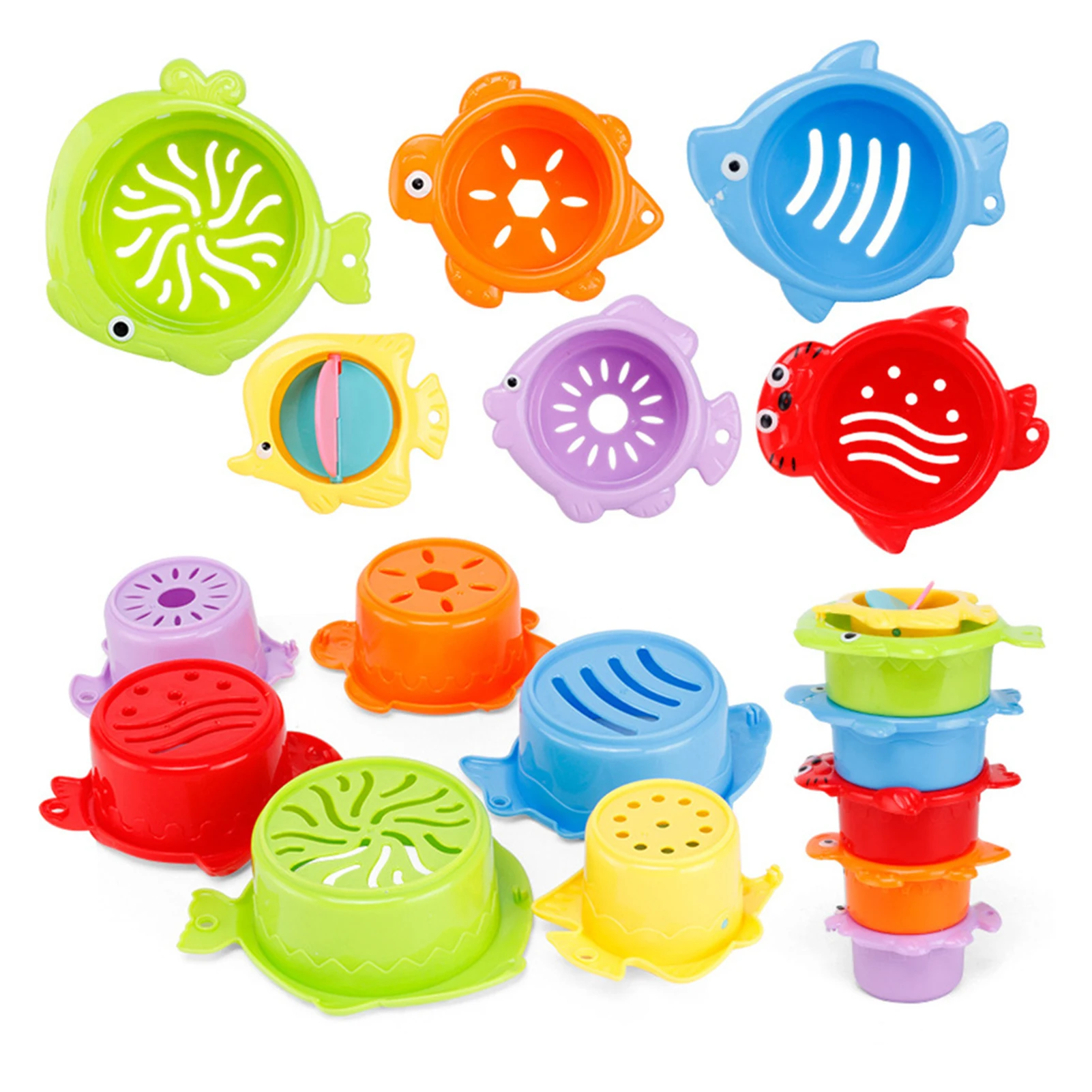 

Baby Stacking Cups Colorful Water Spray Bath Toys Creative Ocean Stacked Cups