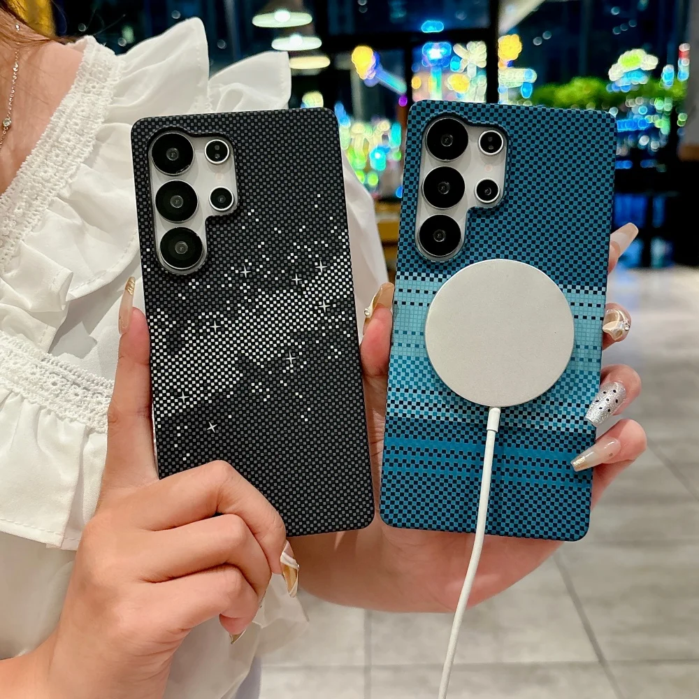 Luxury Frameless Carbon Fiber Texture Phone Case with MagSafe Compatibility