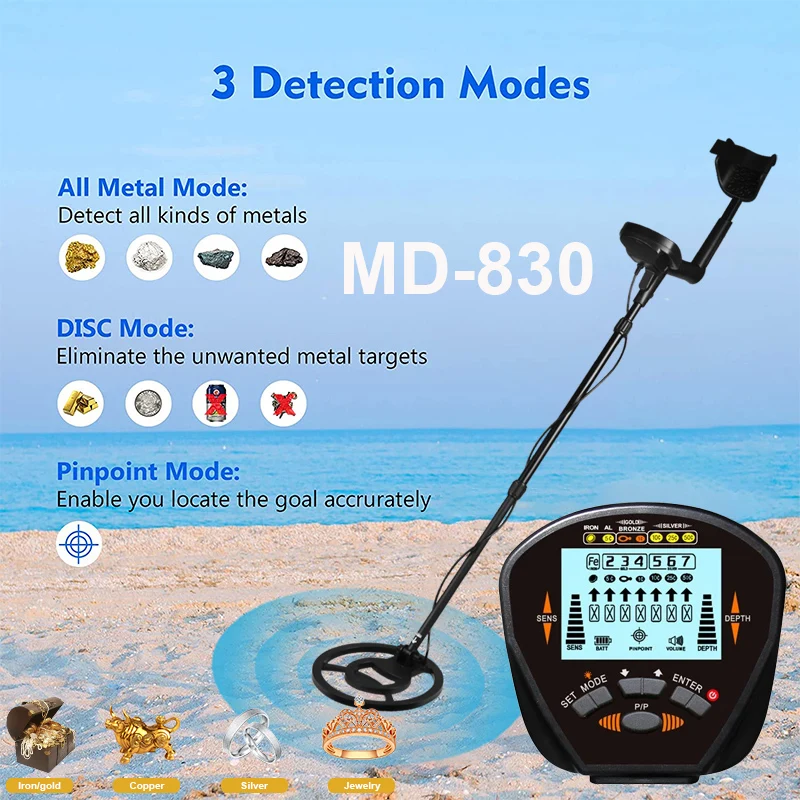 MD 830 Underground Depth 2 5m Metal Detector Scanner Search High Precision Gold Detector Treasure Hunter