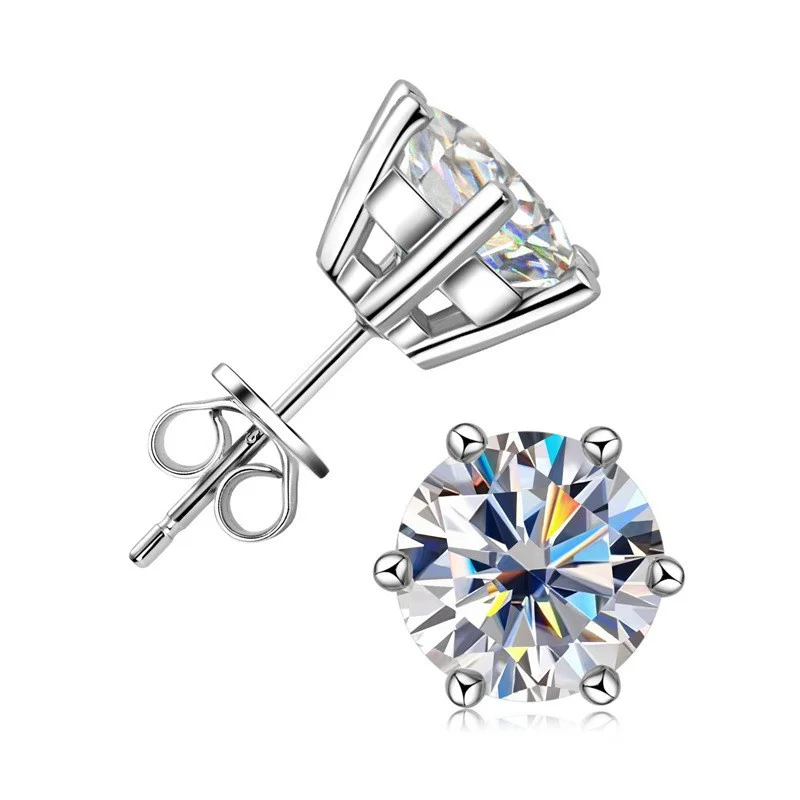 

ZFSILVER Fashion 925 Silver Moissanite Classic Fine Exquisite Simple Paw 6 Earring For Women Accessories Jewelry Gift MS-EST-123