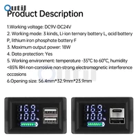 DC 9-24V Digital Voltmeter USB+Type-C Dual-interface Lithium Battery Capacity Display Meter ZFX-3079 LED Battery Display Voltmet 2