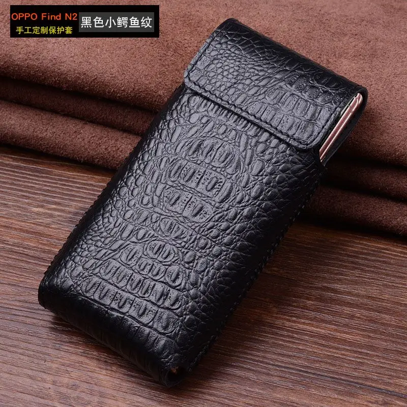 

Genuine Leather Luxury Case for OPPO Find N2 Case Pouch Hand-stitched Mobile Phone Protective Sleeve Waist Hanging All-inclusive