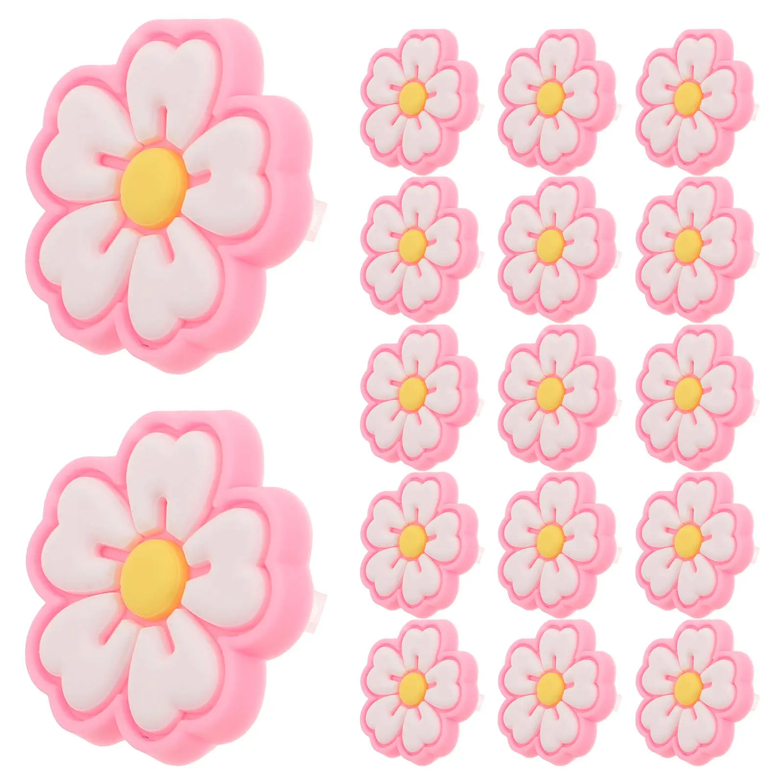 30Pcs 귀여운 연필 참 꽃 펜 클립 장식 PVC 연필 토퍼 홀더 교실 학교 상품 크리스마스 파티 문구