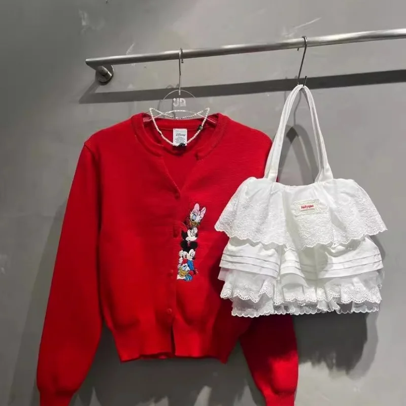 Charming Lace Trim Tote Bag for Women Spacious Layered Ruffle Shoulder Bag Fashionable Daily Commute Handbag